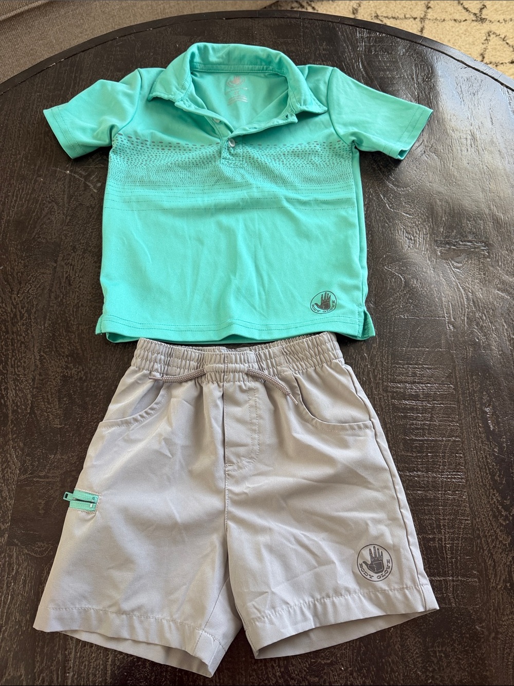 Body Glove Boys Aqua Polo Top with Light Gray Shorts